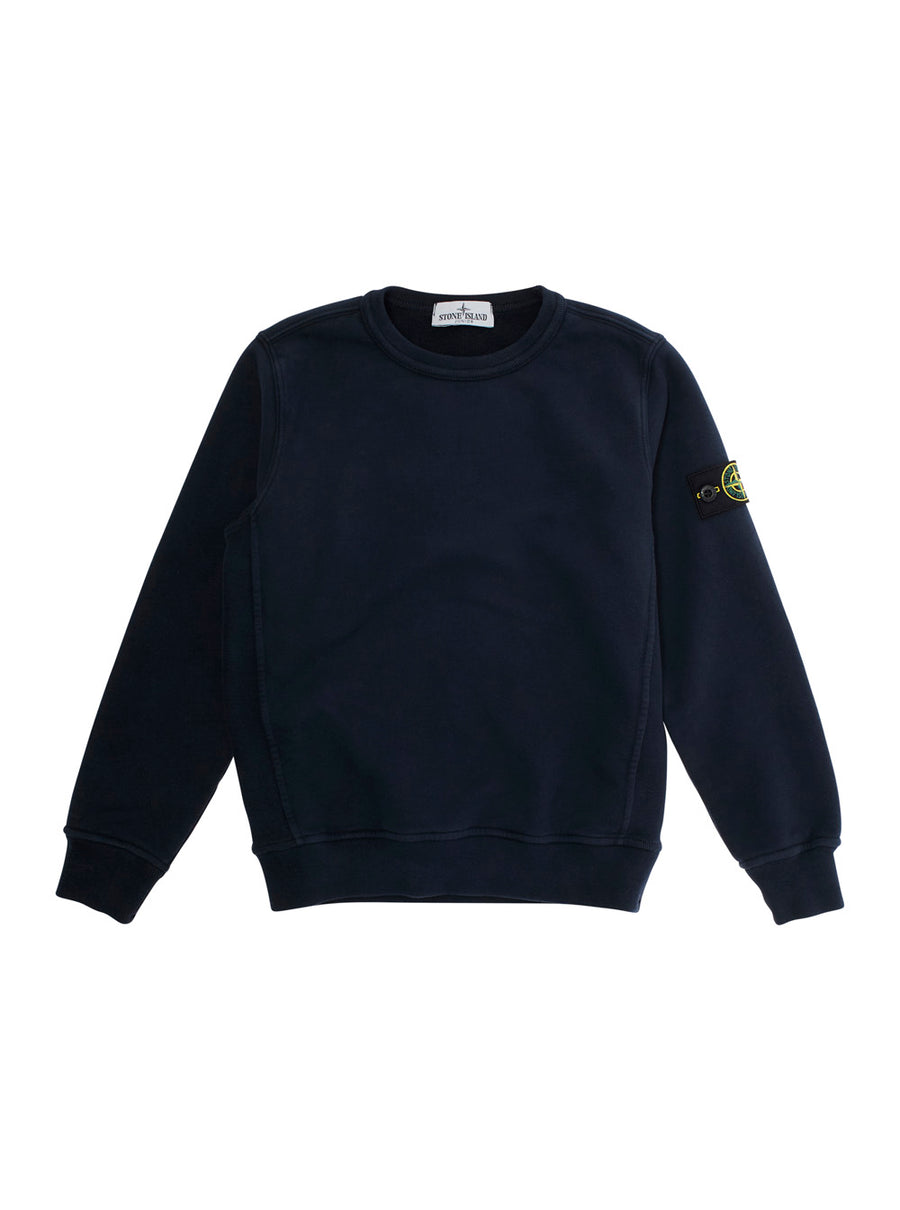 Blue Crewneck Sweatshirt With Logo Patch Cotton Hoods & Sweatshirts