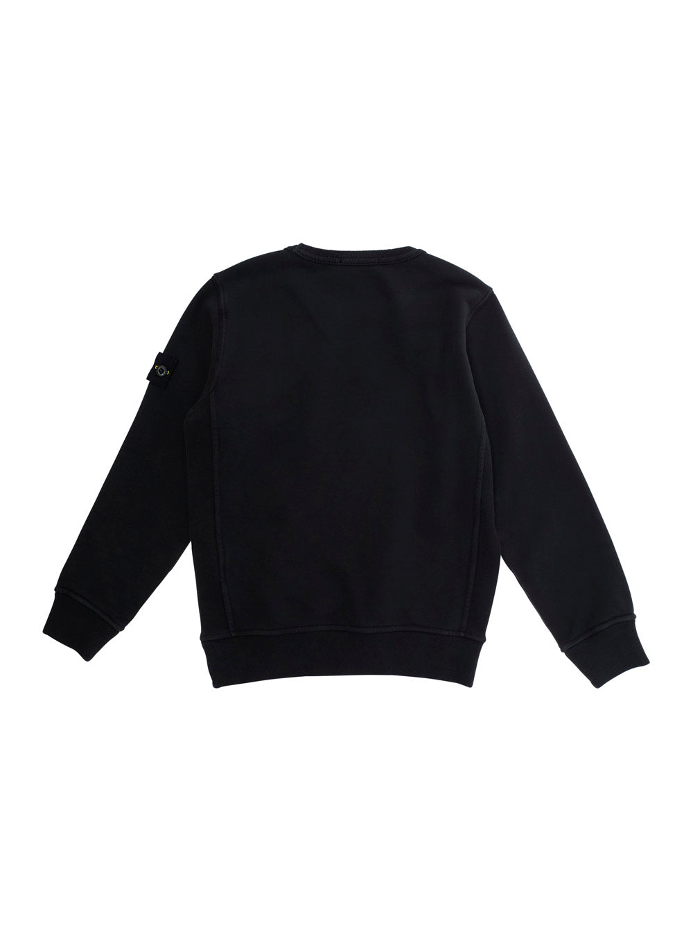 Black Crewneck Sweatshirt with Logo Patch on the Sleeve in Cotton Boy Sweatshirts