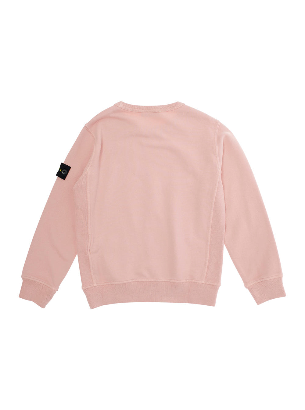 Pink Crewneck Sweatshirt with Logo Patch on the Sleeve in Cotton Boy Sweatshirts