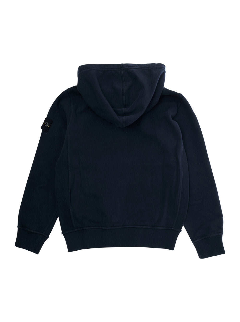 Blue Sweatshirt with Fixed Hood and Logo Patch on the Sleeve in Cotton Boy Blu Sweatshirts