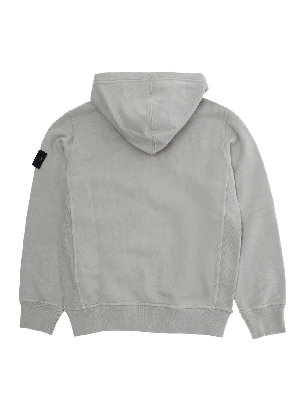 Grey Sweatshirt with Fixed Hood and Logo Patch on the Sleeve in Cotton Boy Sweatshirts