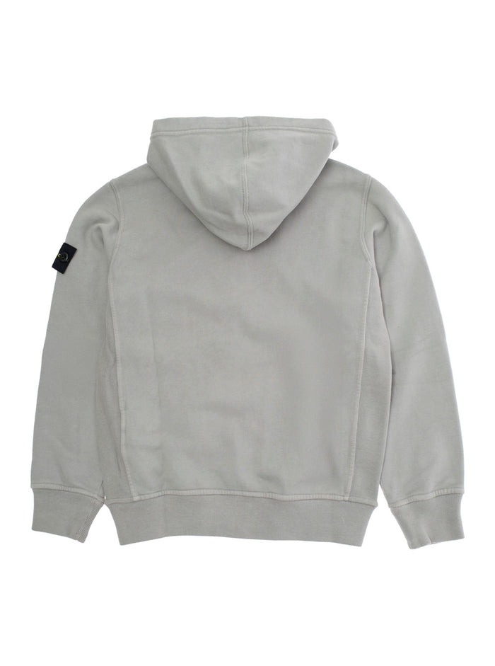 Grey Sweatshirt with Fixed Hood and Logo Patch on the Sleeve in Cotton Boy Sweatshirts