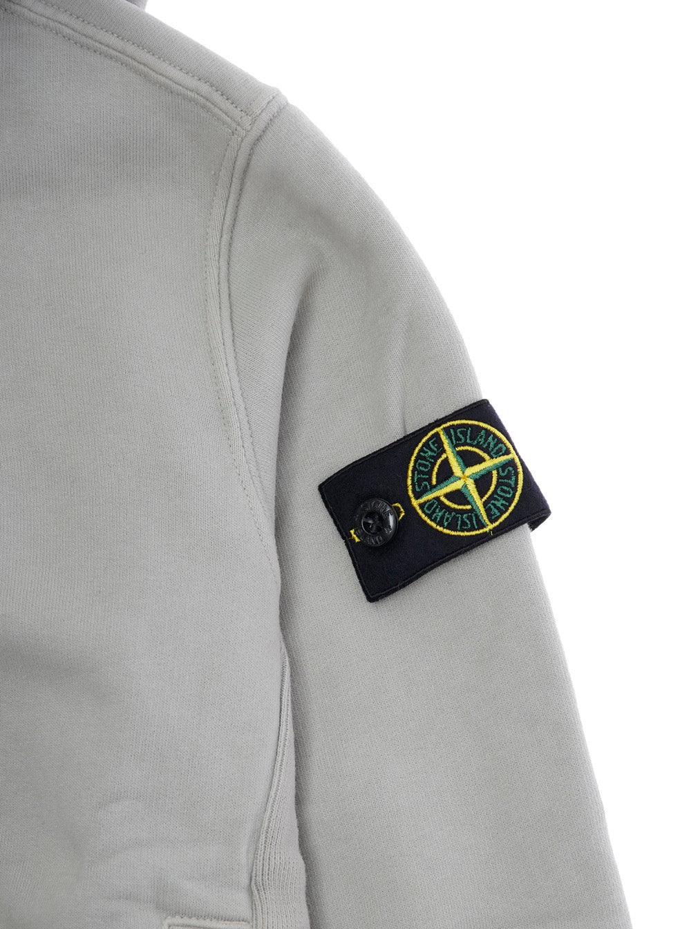 Grey Sweatshirt with Fixed Hood and Logo Patch on the Sleeve in Cotton Boy Sweatshirts