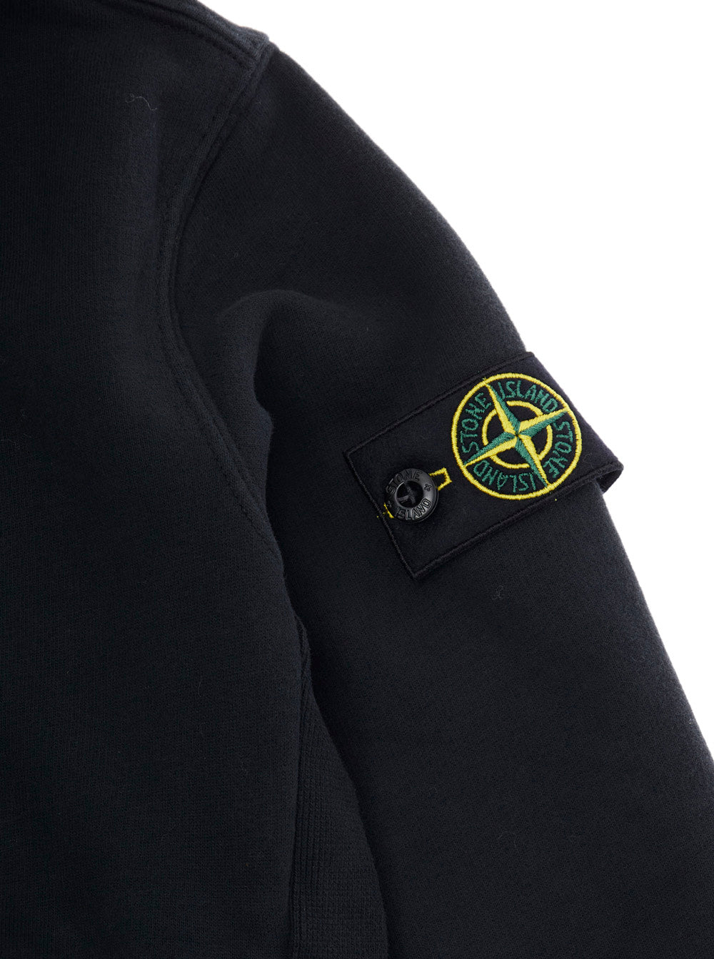 Black Hoodie with Fixed Hood and Logo Patch on the Sleeve in Cotton Boy Sweatshirts
