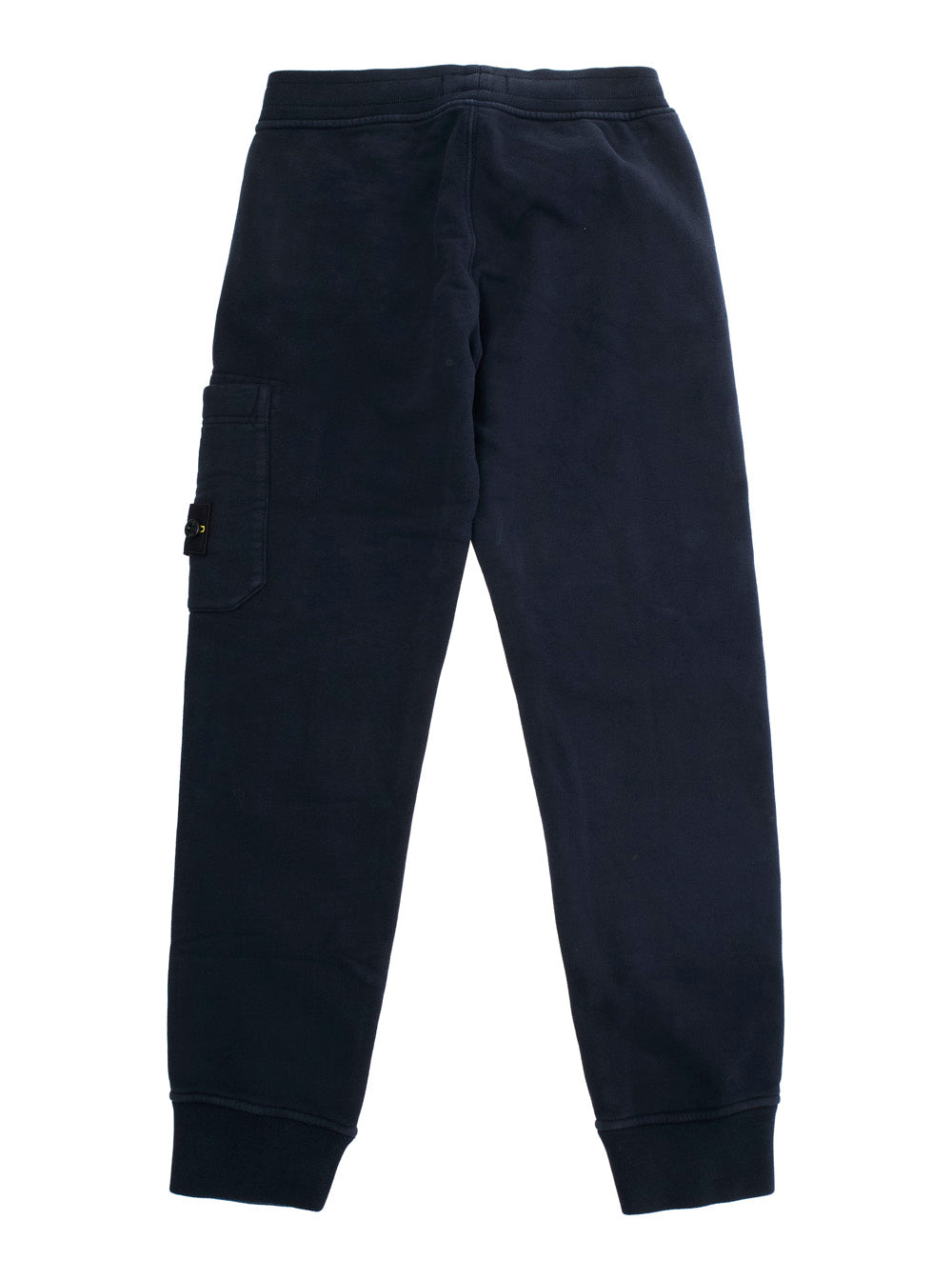 Blue Pants with Elastic Waist and Logo Patch on the Side in Cotton Boy Blu Trousers