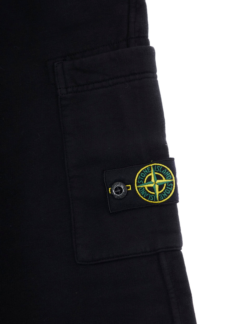 Black Pants with Elastic Waist and Logo Patch on the Side in Cotton Boy Trousers