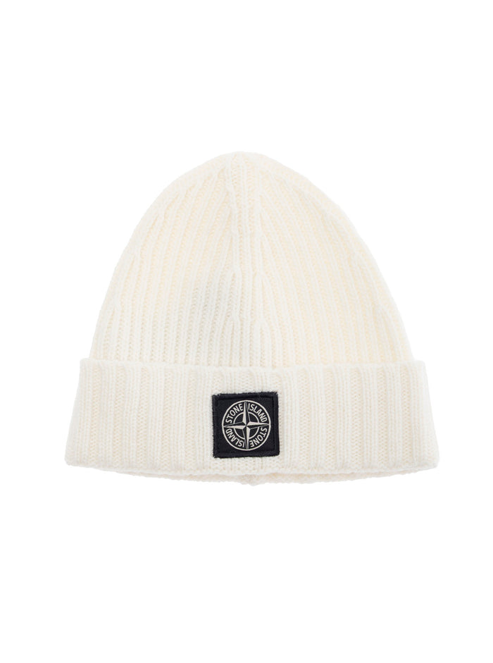 White Cardigan With Matching Beanie Logo Patch On The Front Wool Baby Suits