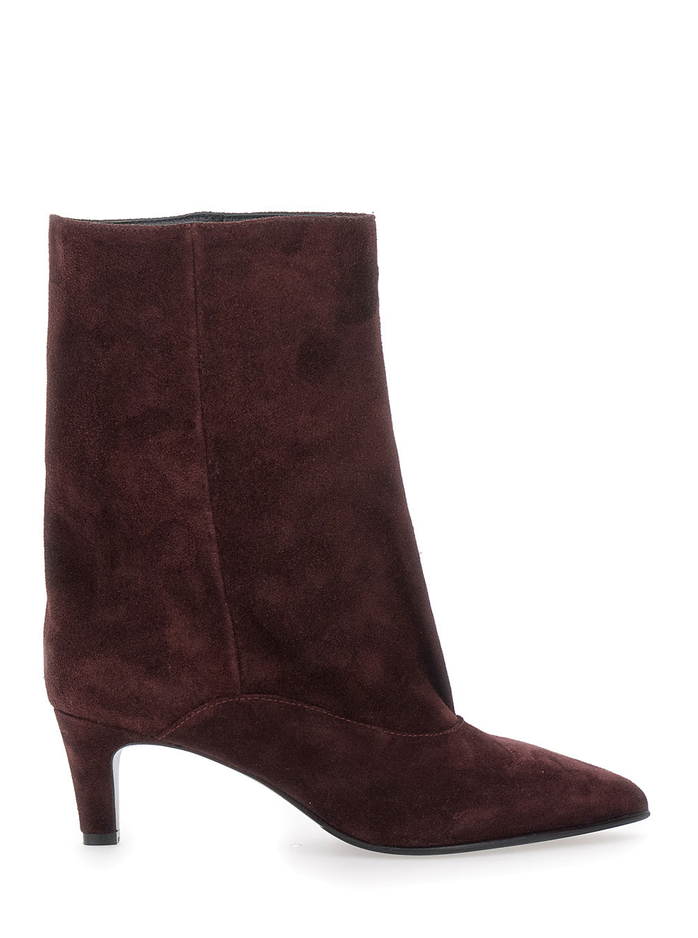 Joelle Bordeaux Ankle Boots with Pointed Design and Low Heel in Suede Woman 100 % Calf