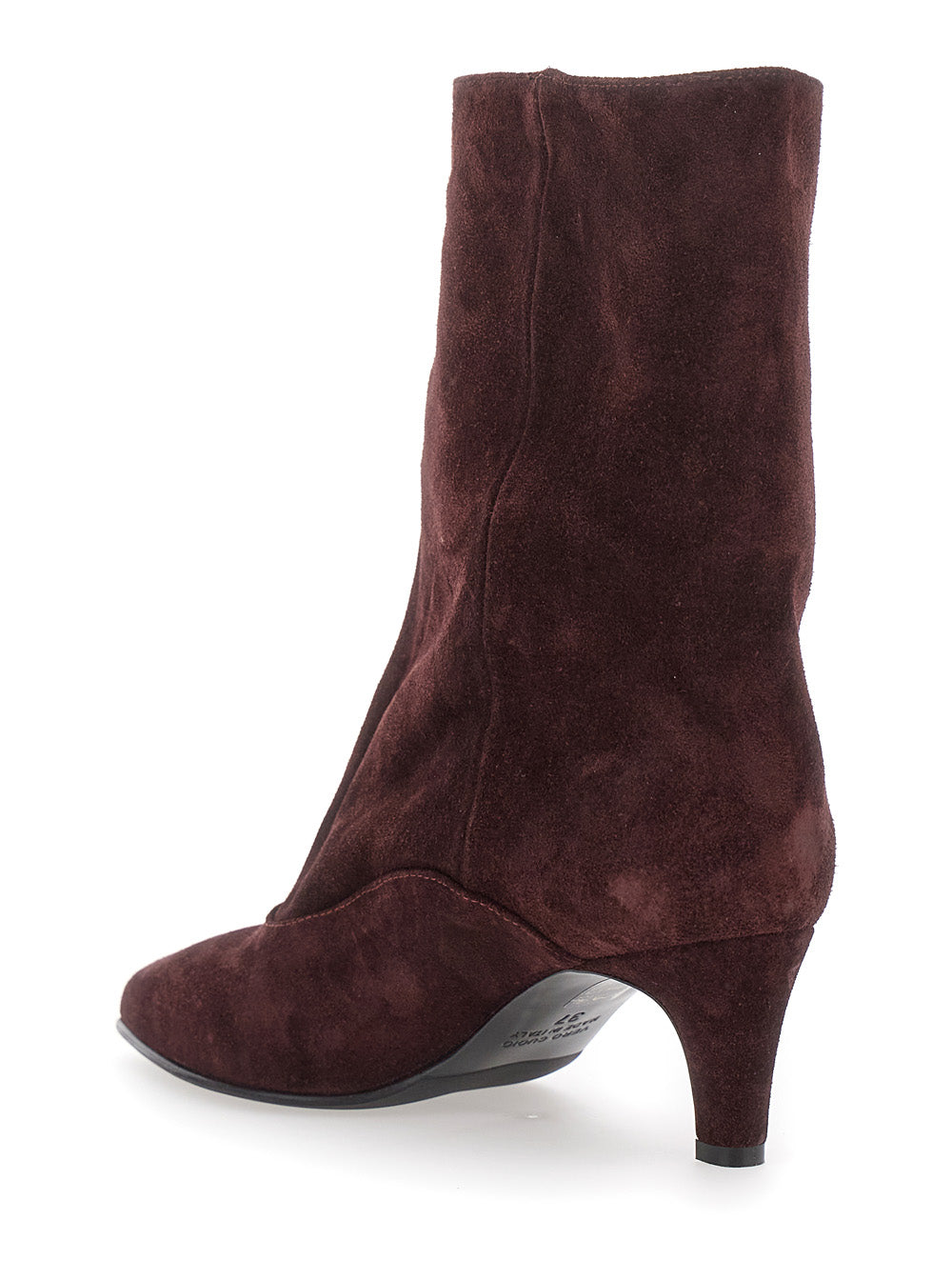 Joelle Bordeaux Ankle Boots with Pointed Design and Low Heel in Suede Woman 100 % Calf