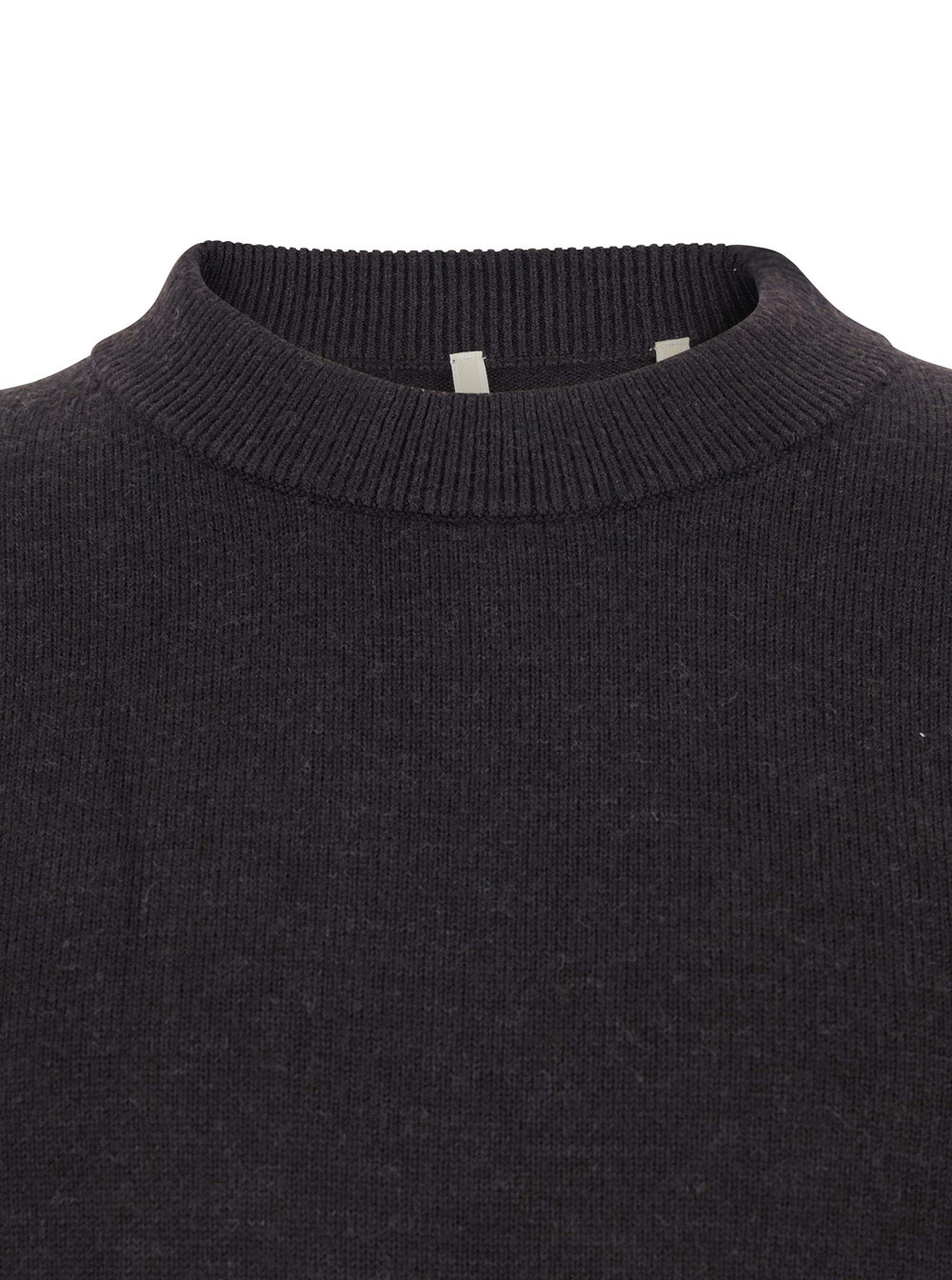 Dark Brown Crew Neck Sweater with Dropped Shoulder in Wool Blend Man Jersey