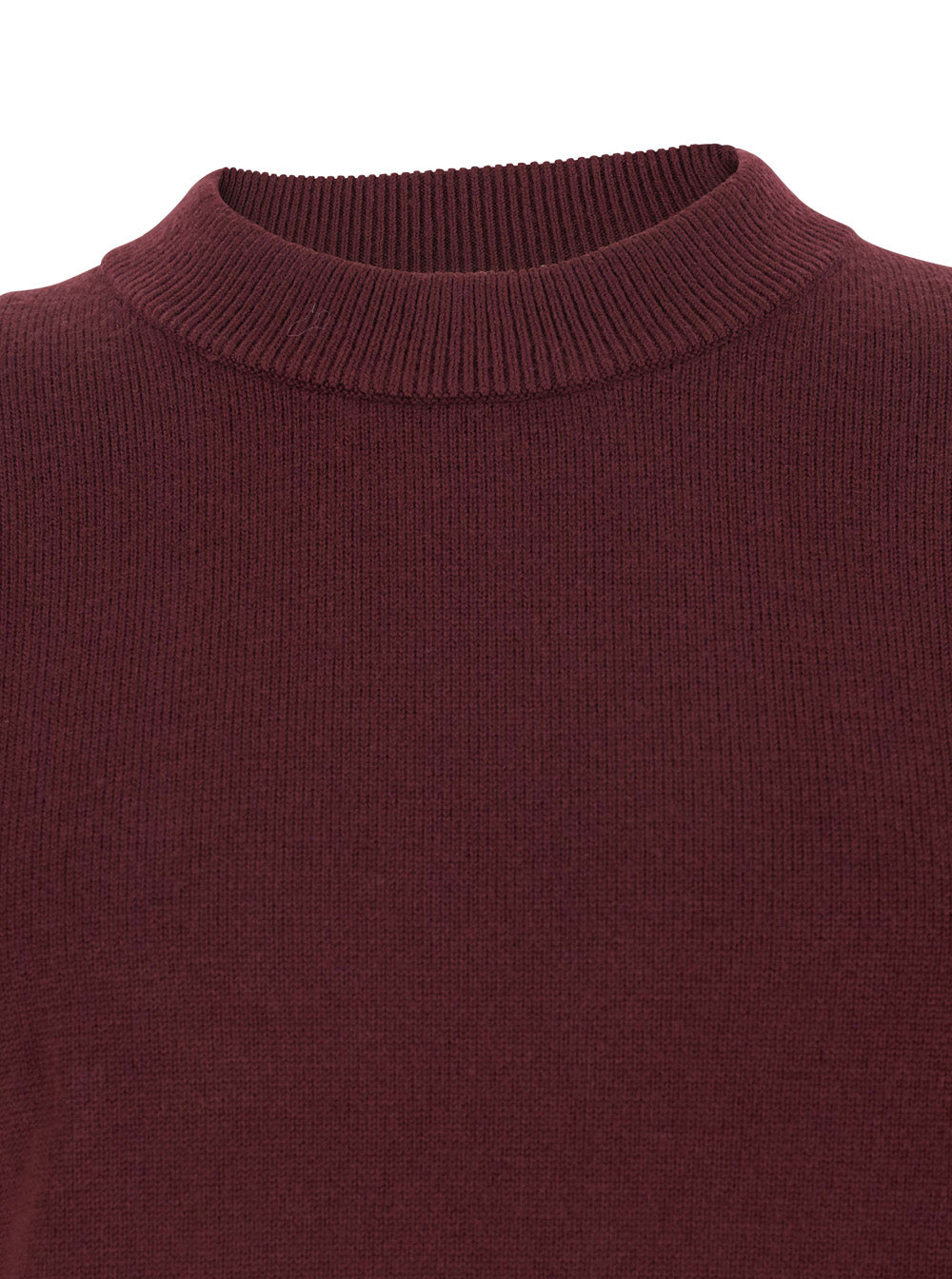 Bordeaux Crew Neck Sweater with Dropped Shoulder in Wool Blend Man Jersey