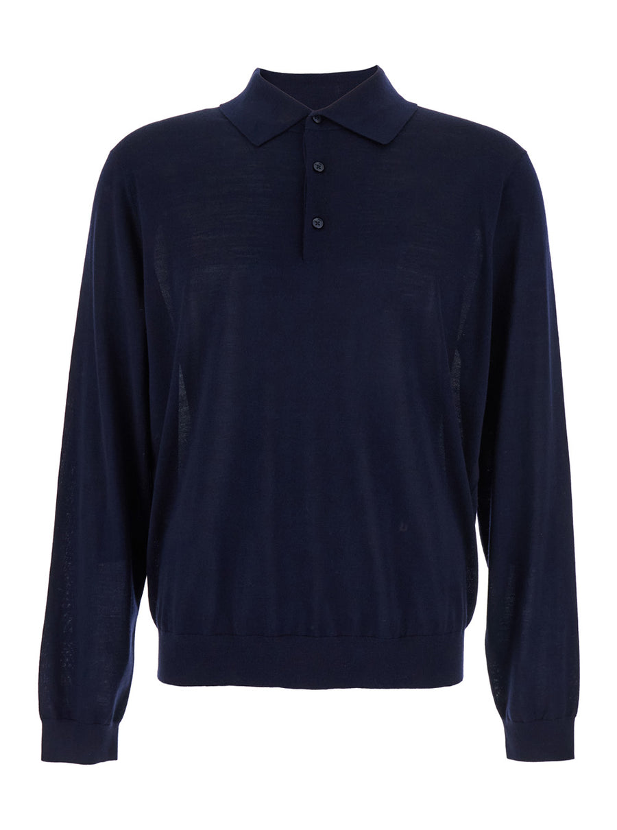 Polo Shirt Blue Wool T-shirts