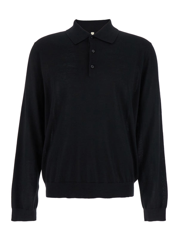 Polo Shirt Black Wool T-shirts