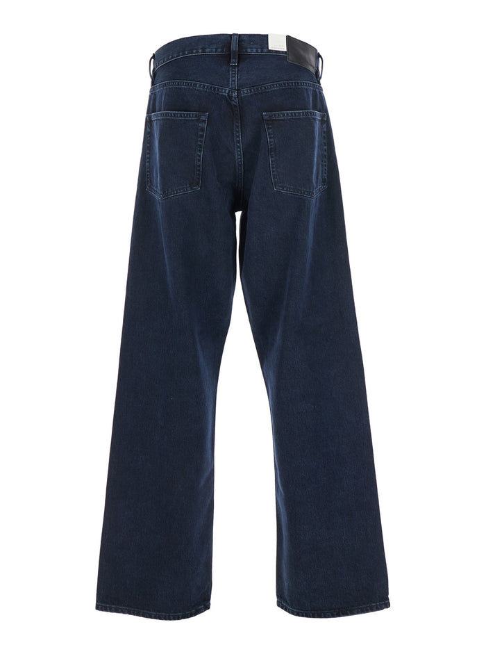 Blue Jeans with Belt Loops and Logo Patch on the Rear in Denim Man Blu Cotton