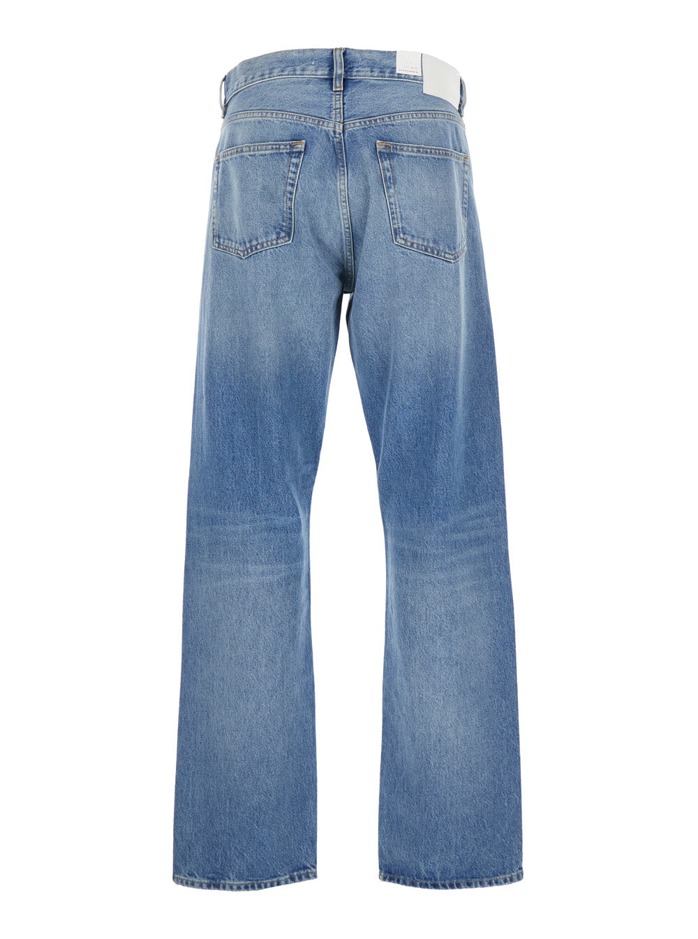 Blue Jeans with Belt Loops and Logo Patch on the Rear in Denim Man Blu
