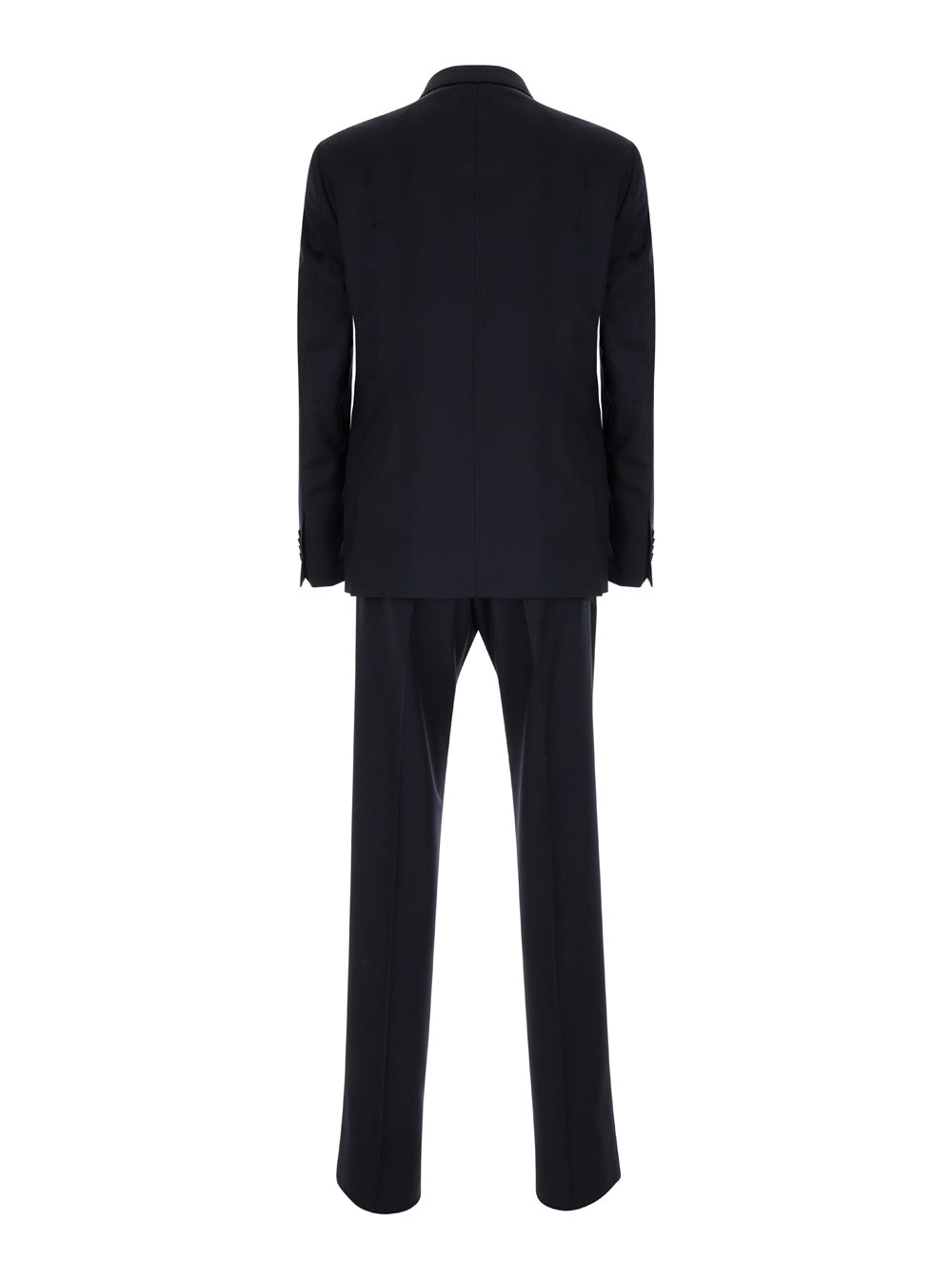 Black Single-Breasted Suit with Logo Pin Man Blu Virgin Wool Suits