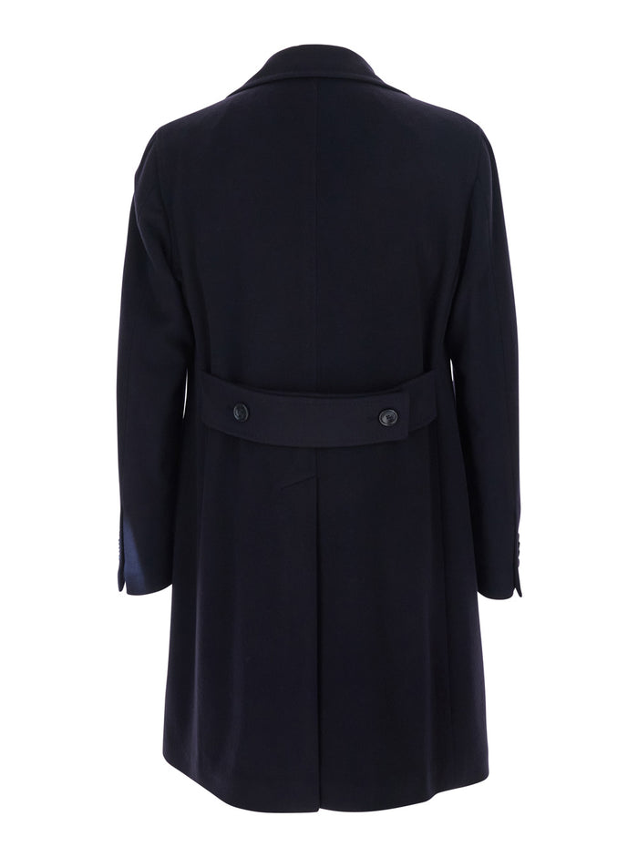 Arden Blue Double-Breasted Coat With Notched Revers Wool And Cashmere Man Blu Virgin