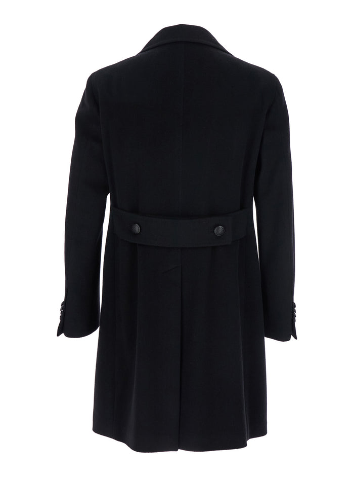 Arden Black Double-Breasted Coat With Notched Revers Wool And Cashmere Man Virgin