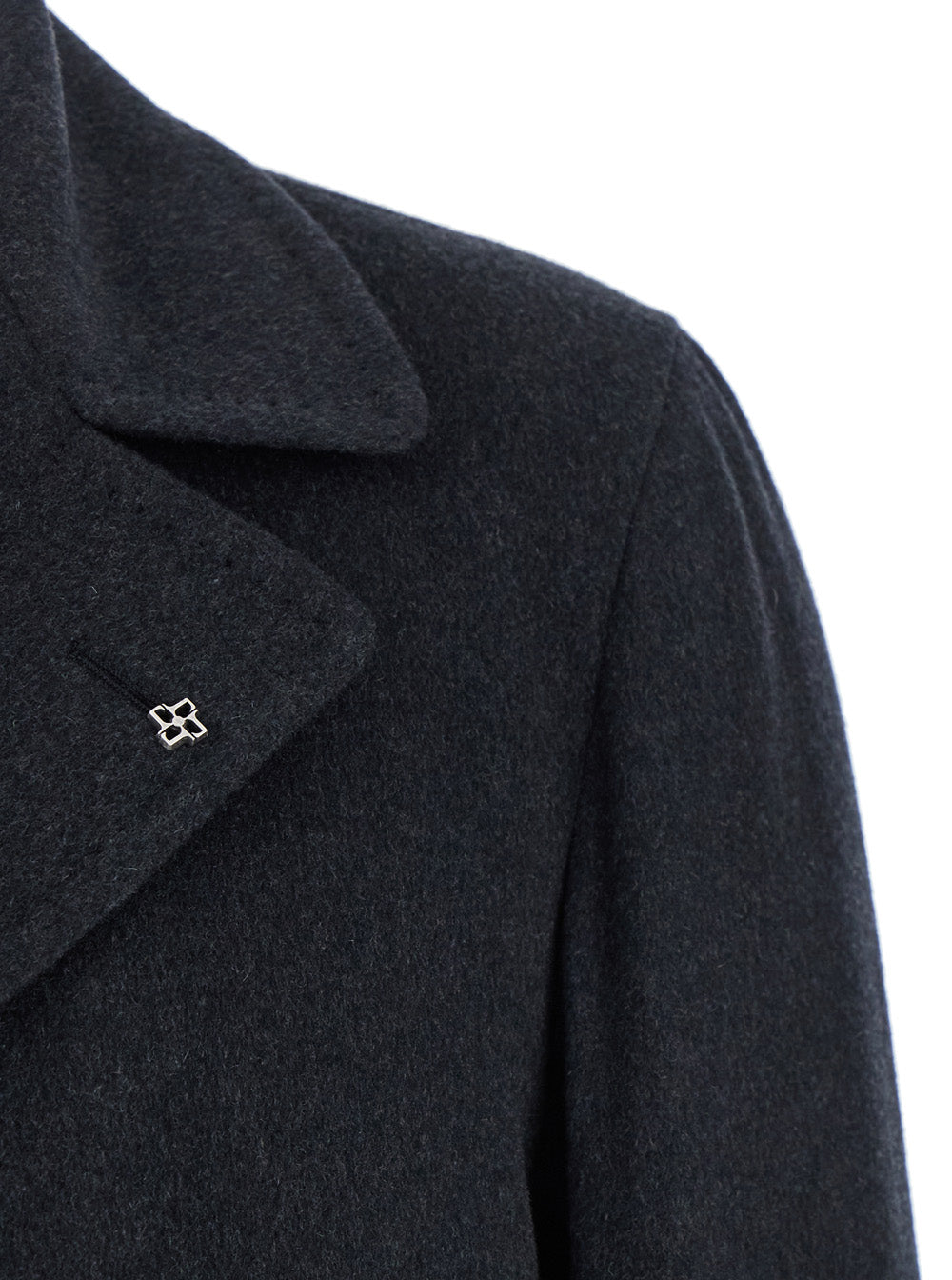 Arden Grey Double-Breasted Coat With Notched Revers Wool And Cashmere Man Virgin