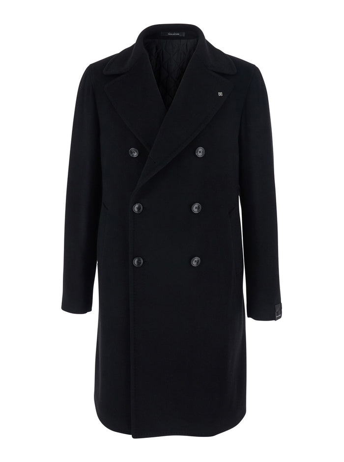 Arden Black Double-Breasted Coat With Notched Revers Cashmere Man Cashemere