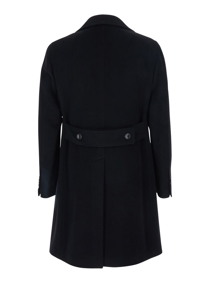 Arden Black Double-Breasted Coat With Notched Revers Cashmere Man Cashemere