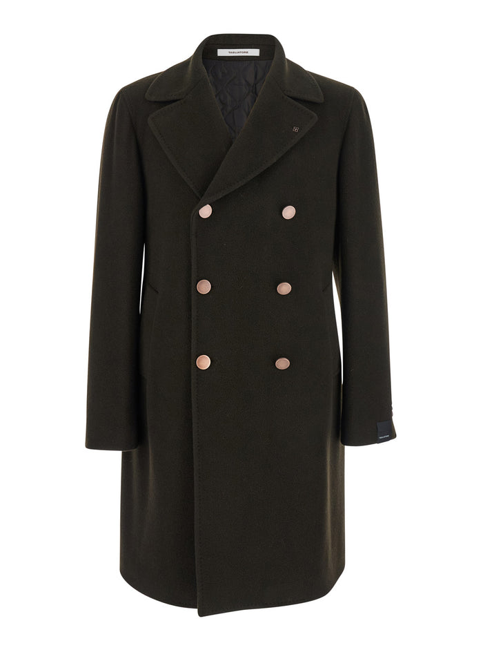 Arden Brown Double-Breasted Coat With Notched Revers Wool And Cashmere Man Virgin