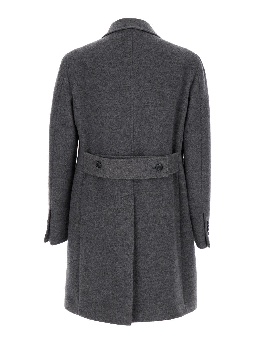 Arden Grey Double-Breasted Coat with Notched Revers in Wool and Cashmere Man Virgin Outerwear