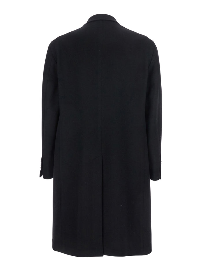 Londra Black Oversized Double-Breasted Coat in Wool Man Virgin Outerwear
