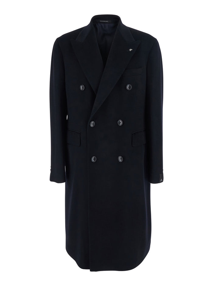 Londra Blue Oversized Double-Breasted Coat in Wool Man Blu Virgin Outerwear