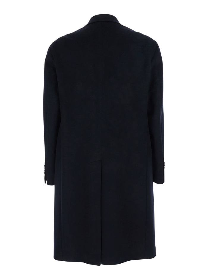Londra Blue Oversized Double-Breasted Coat in Wool Man Blu Virgin Outerwear