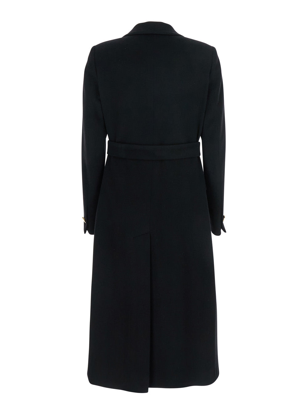 Jole Black Double-Breasted Coat with Golden Buttons in Wool Blend Woman Virgin Cashmere Outerwear