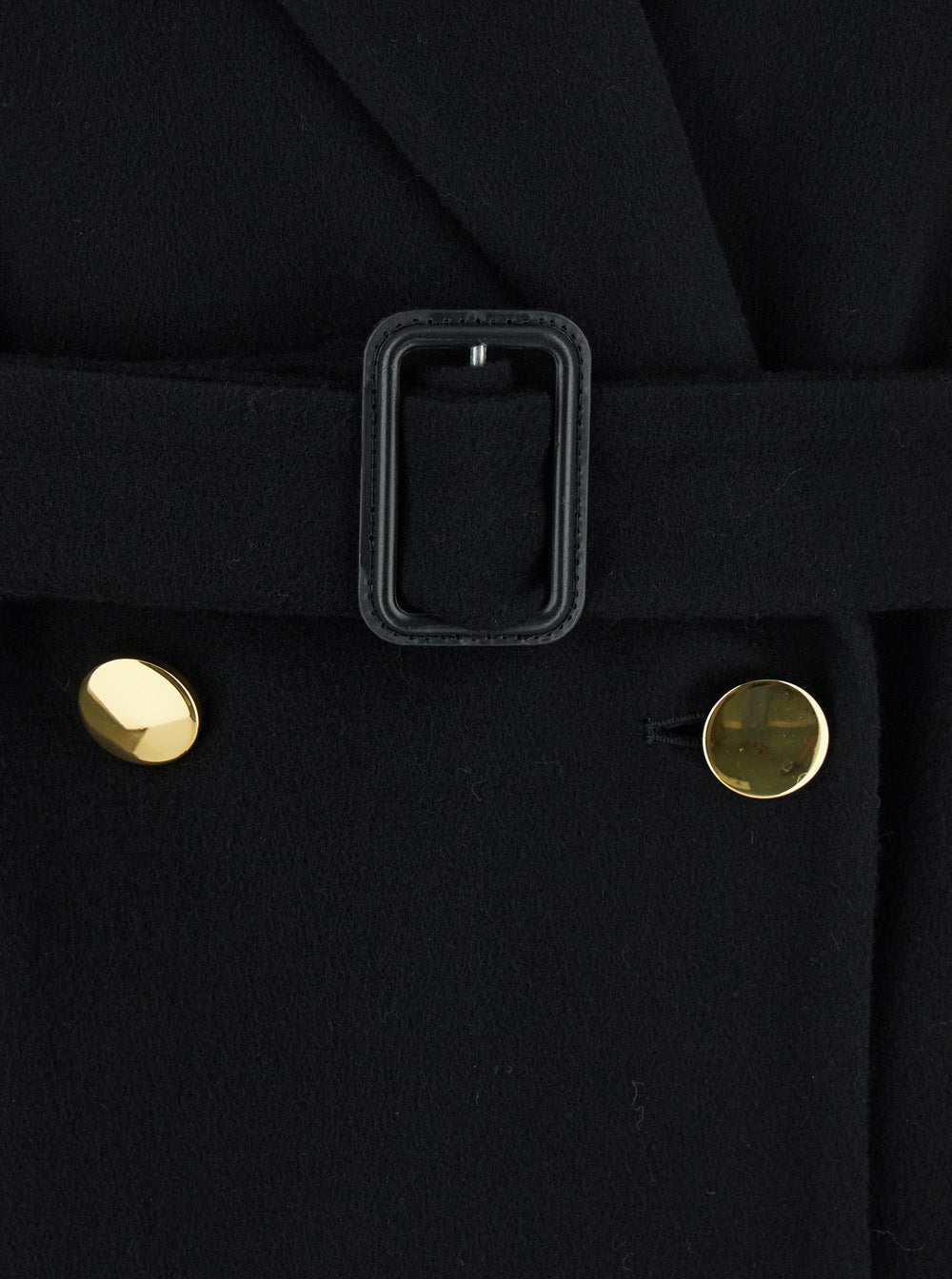 Jole Black Double-Breasted Coat with Golden Buttons in Wool Blend Woman Virgin Cashmere Outerwear