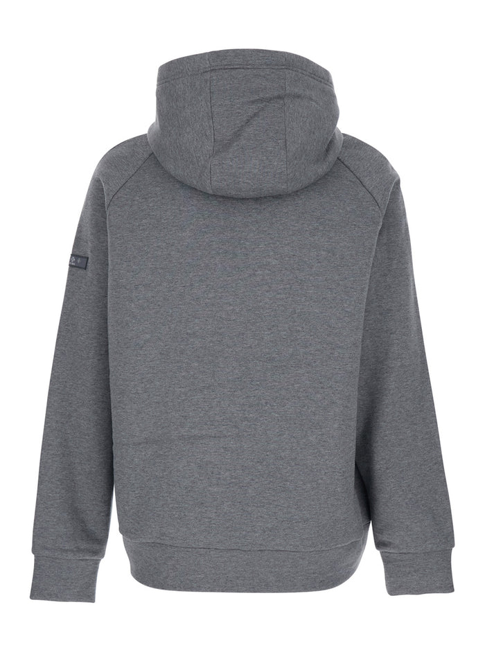 Baccaro Grey Sweatshirt with Hood and Logo Patch on the Sleeve in Cotton Man Sweatshirts