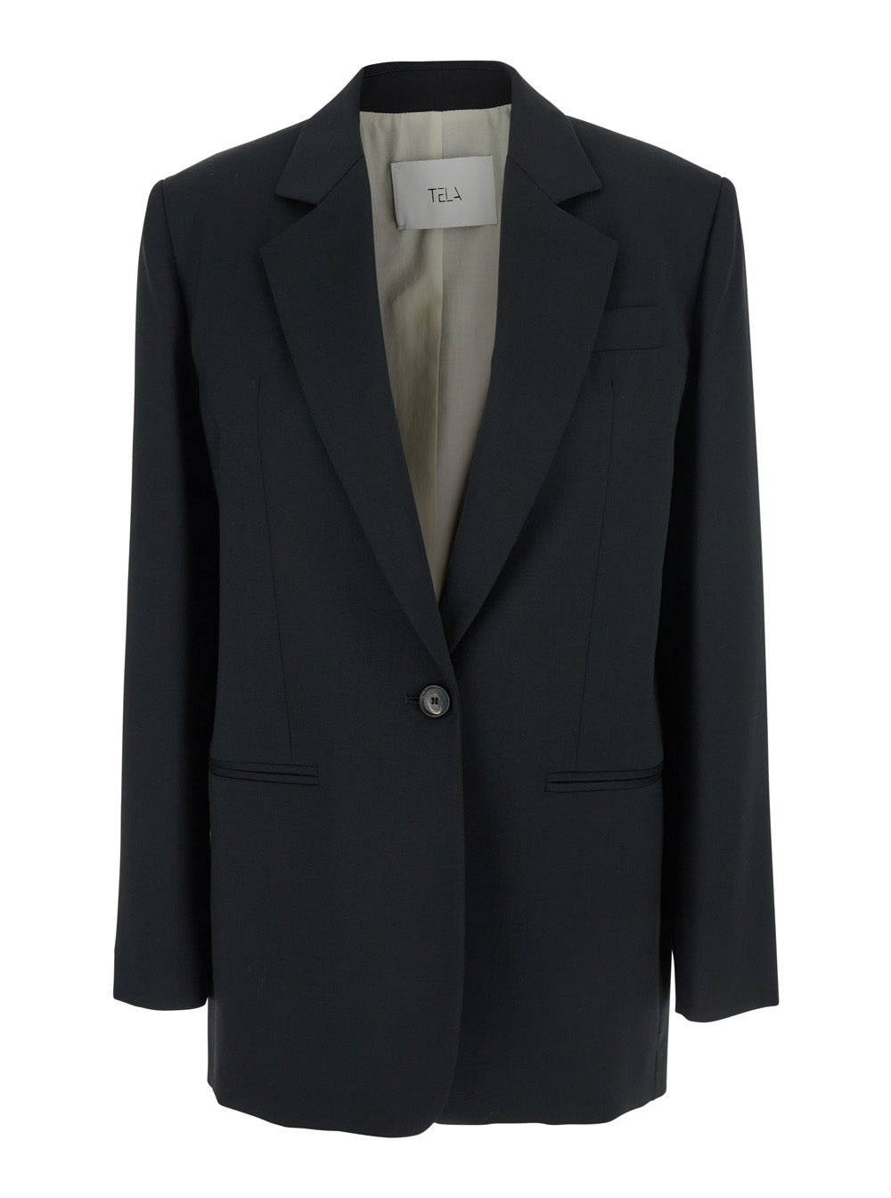 Diver Black Single-Breasted Jacket With Notched Revers Wool Blend Woman Blazers