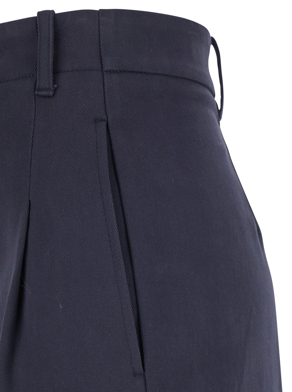 Blue Wide Leg Trousers With Front Pleats Cotton Woman Blu Elastane
