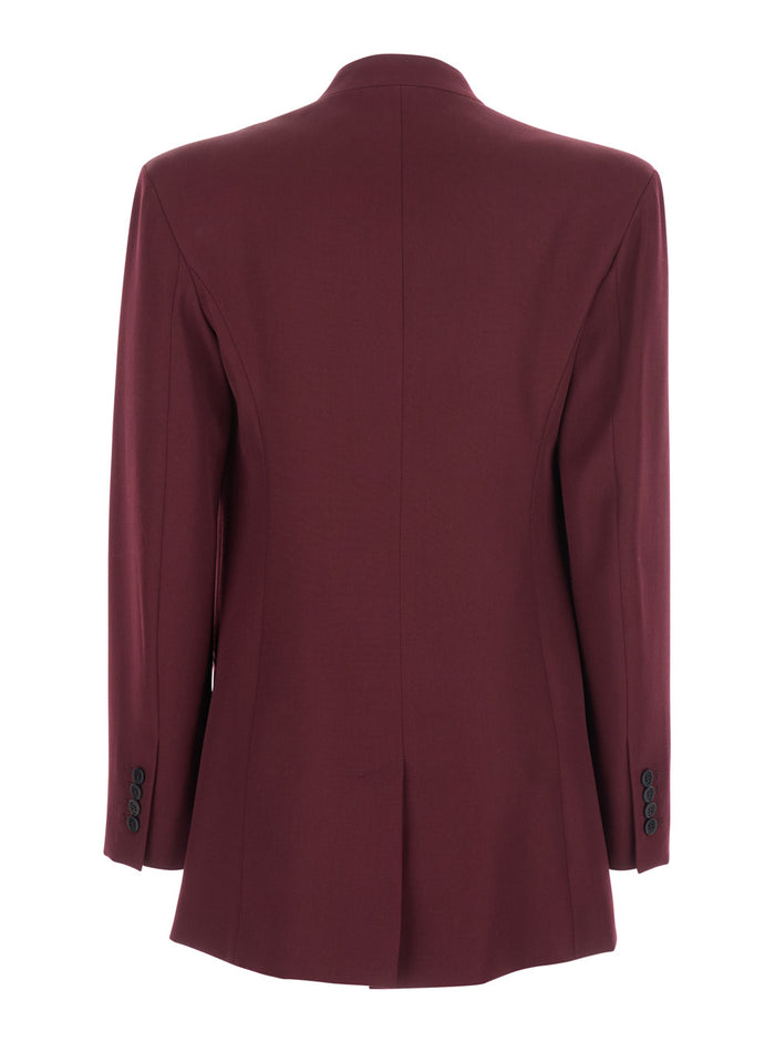 Bordeaux Jacket With Deep Neckline And Straps In Wool Woman Blazers