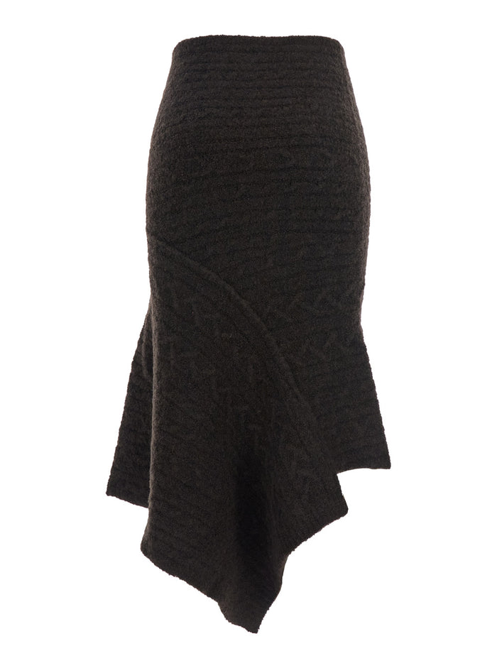 Brown Skirt With Asymmetrical Design And Logo Lettering Wool Woman