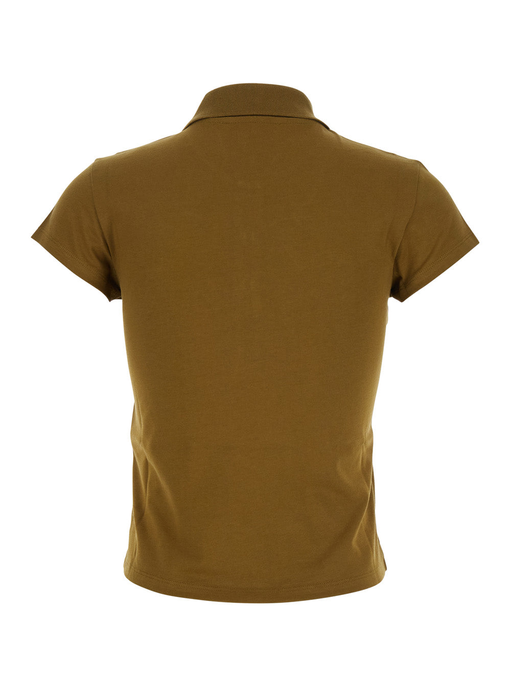 Green Polo Shirt with Classic Collar and Logo Lettering Embroidery on the Front in Cotton Jersey Woman Tshirts