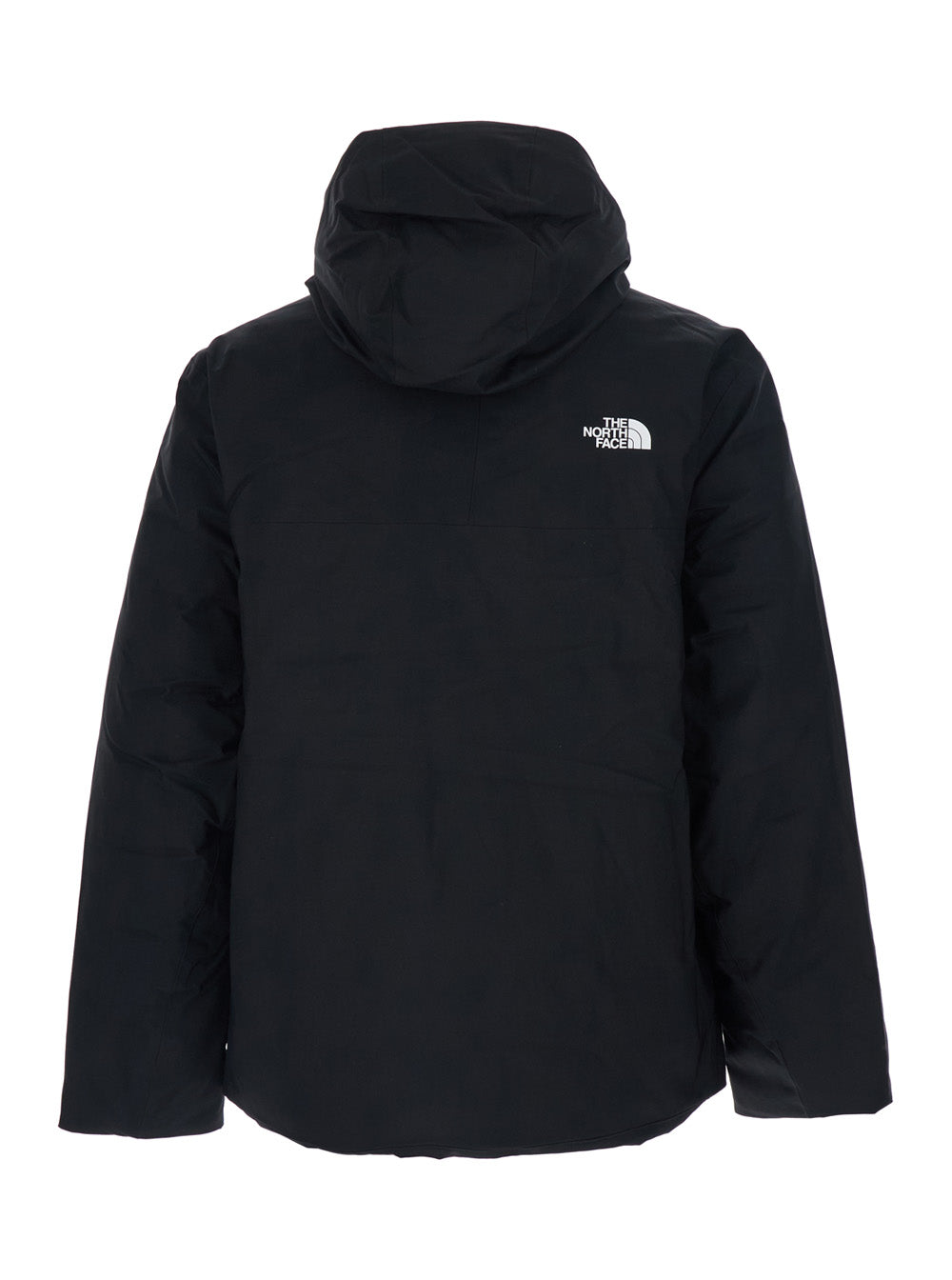 Black Jacket with Drawstring Hood and Logo Detail on Front Rear in Tech Fabric Man Outerwear