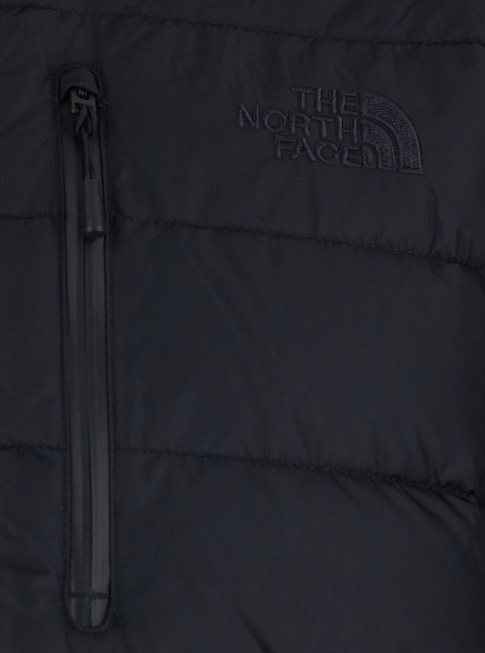 Black Down Jacket with High Neck and Tonal Logo Lettering on the Front in Tech Fabric Man Polyester Outerwear
