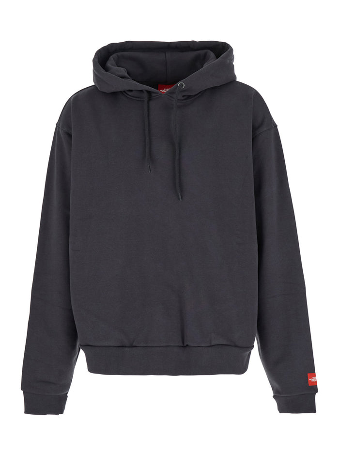 Grey Hoodie with Logo on Sleeve in Cotton Man Sweatshirts