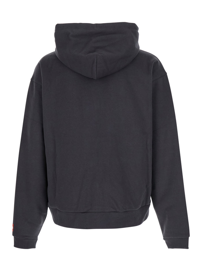 Grey Hoodie with Logo on Sleeve in Cotton Man Sweatshirts