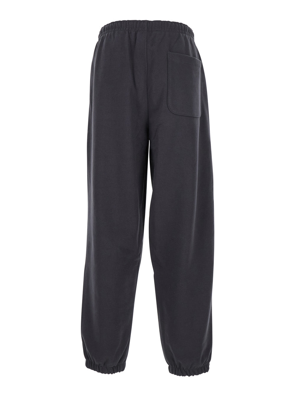 Grey Trousers With Elastic Waist And Side Logo Patch Cotton Man