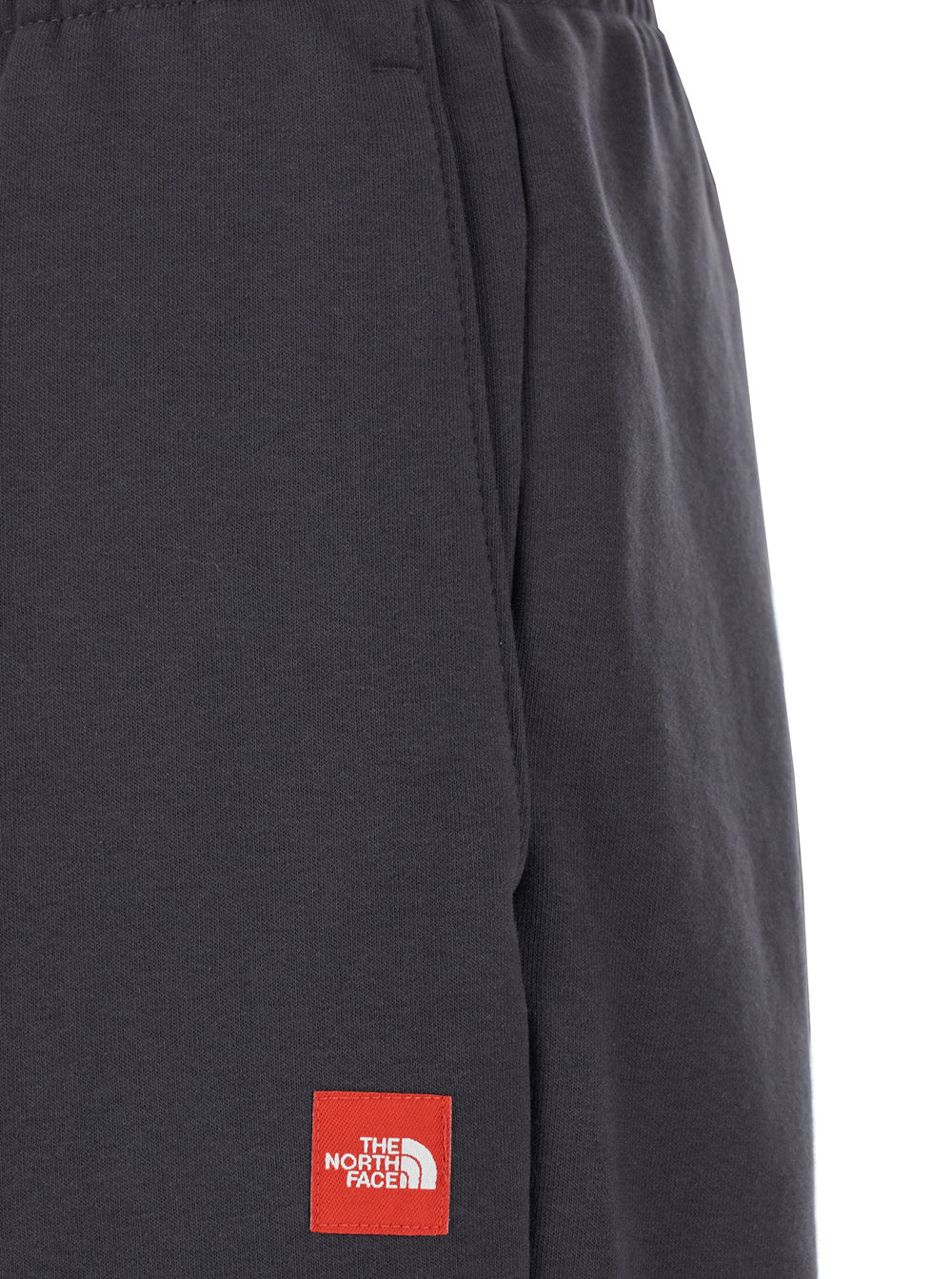 Grey Trousers With Elastic Waist And Side Logo Patch Cotton Man