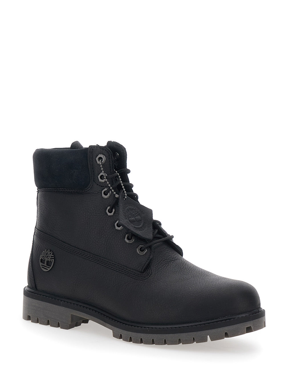 Black Ankle Boots With Logo Detail On The Side And Low Block Heel Leather Man