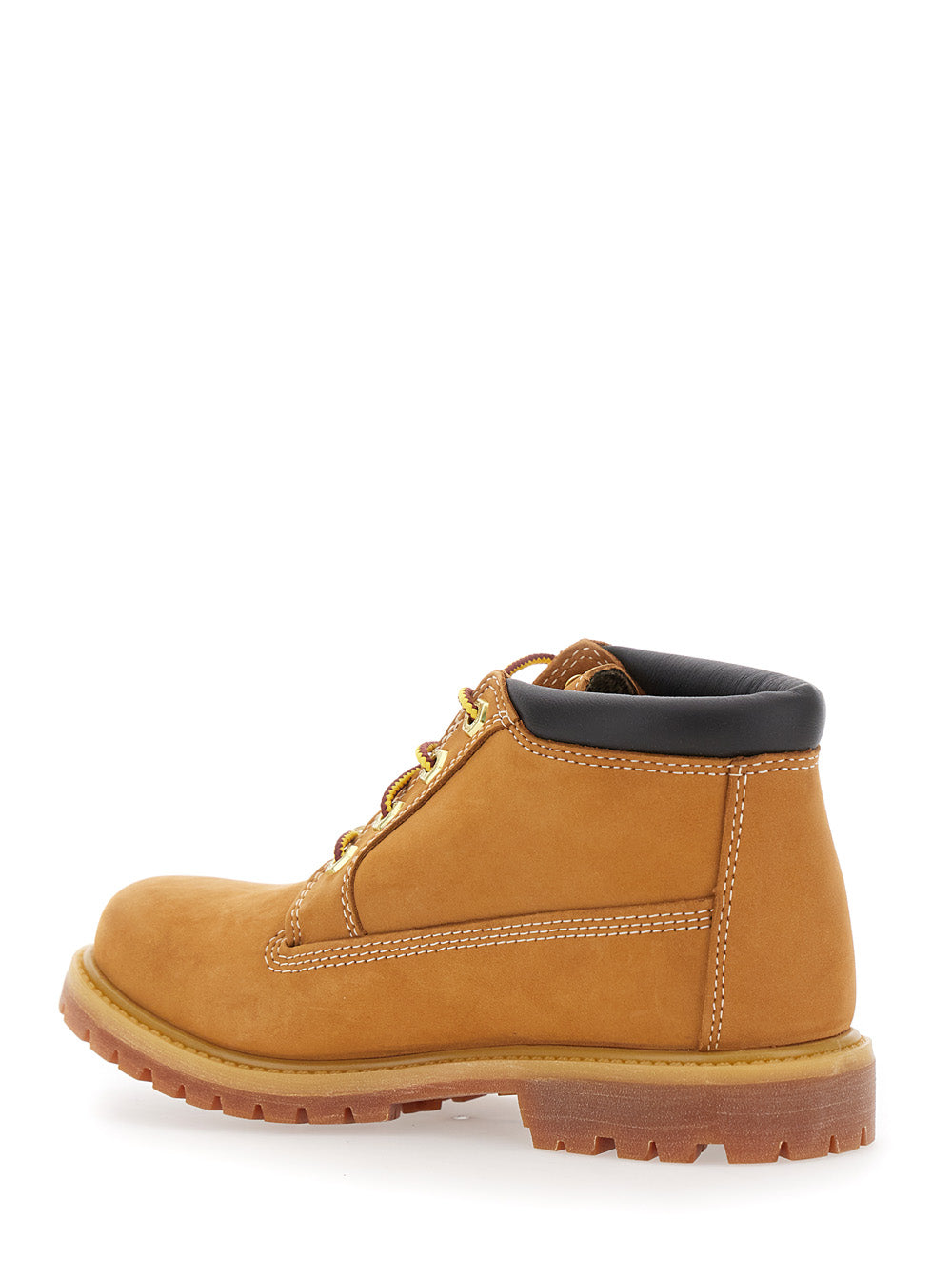 Nellie Mid Chukka Beige Ankle Boots with Embossed Logo on the Side and Padded Rear in Leather Woman Calf