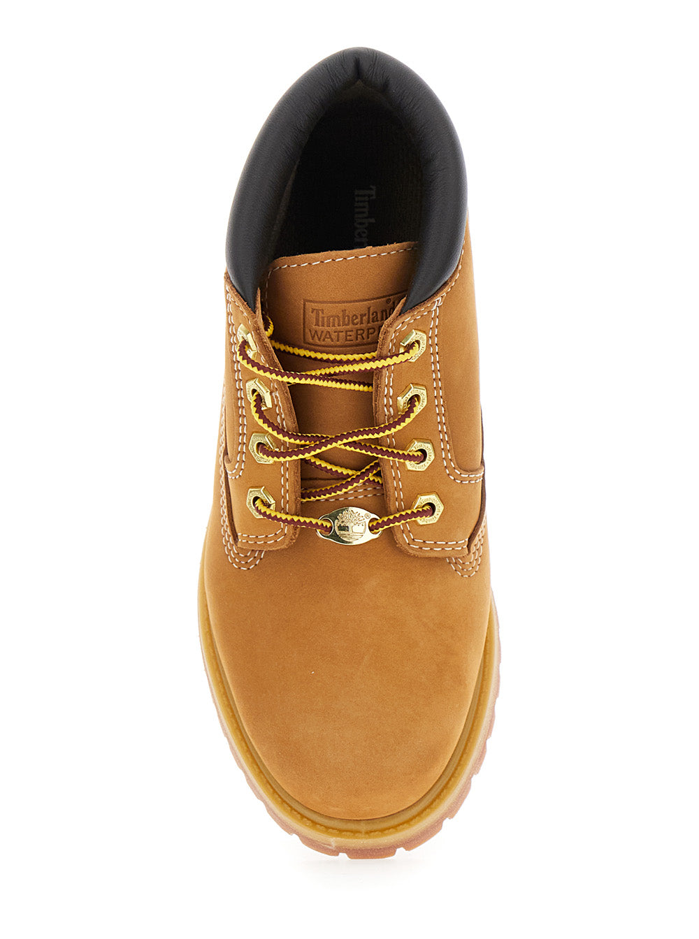 Nellie Mid Chukka Beige Ankle Boots with Embossed Logo on the Side and Padded Rear in Leather Woman Calf