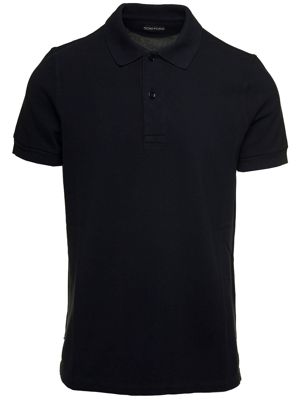Black Short-Sleeves Polo Cotton Piquet Jersey Man Tshirts And Shirts