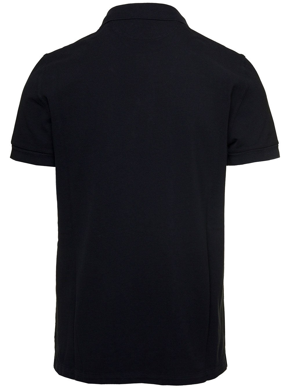 Black Short-Sleeves Polo Cotton Piquet Jersey Man Tshirts And Shirts