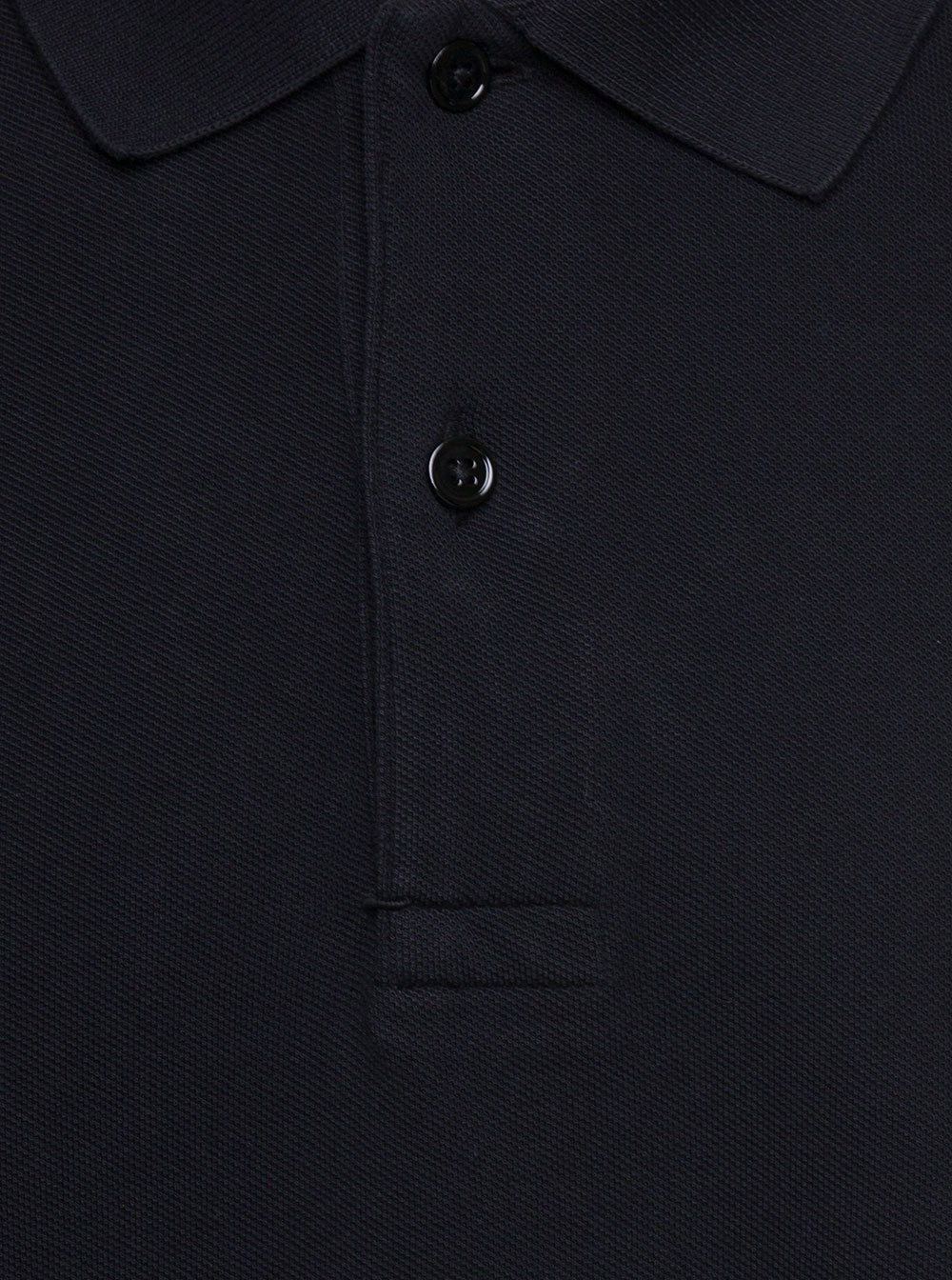 Black Short-Sleeves Polo Cotton Piquet Jersey Man Tshirts And Shirts
